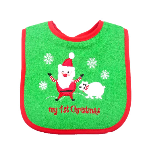 Christmas Style Baby Bibs round Neck Waterproof Burp Cloths Santa Elk Christmas Tree Pattern Infant Saliva Towel Xmas Kids Gift