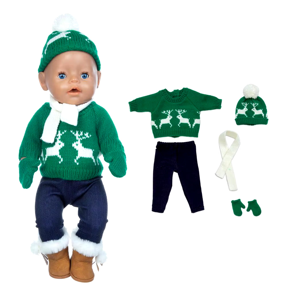 2024 New Christmas Sweater Set Fit for 43Cm Born Babies Doll 17 Inch Reborn Baby Doll Clothes, Shoes Are Not Included