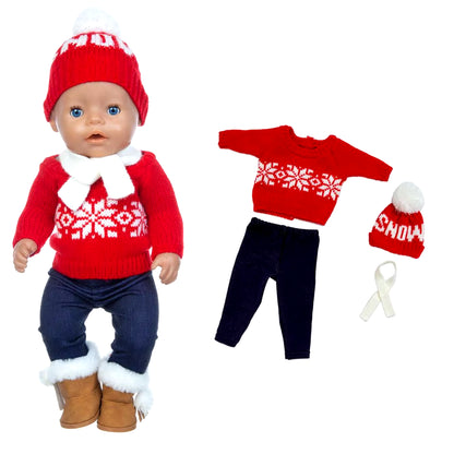 2024 New Christmas Sweater Set Fit for 43Cm Born Babies Doll 17 Inch Reborn Baby Doll Clothes, Shoes Are Not Included