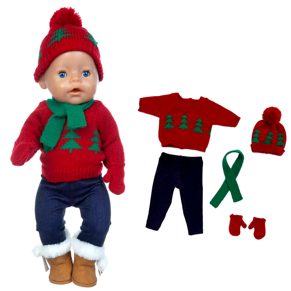 2024 New Christmas Sweater Set Fit for 43Cm Born Babies Doll 17 Inch Reborn Baby Doll Clothes, Shoes Are Not Included