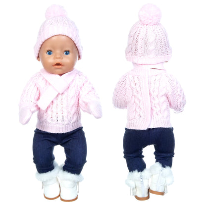 2024 New Christmas Sweater Set Fit for 43Cm Born Babies Doll 17 Inch Reborn Baby Doll Clothes, Shoes Are Not Included