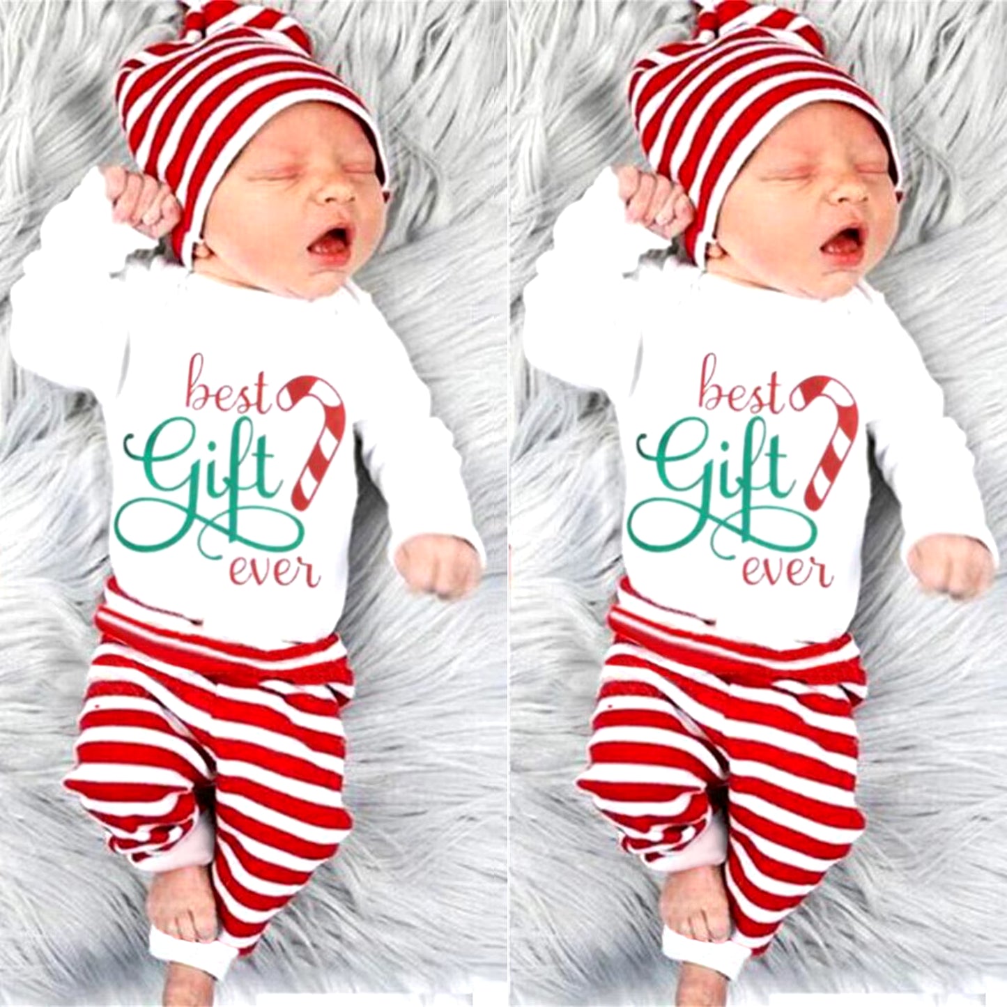 My First Christmas Baby Xmas Sets Infant Rompers Boys Girls Cute 2 Pieces Sleepwear with Hat 2024 Baby Xmas Party Outfits